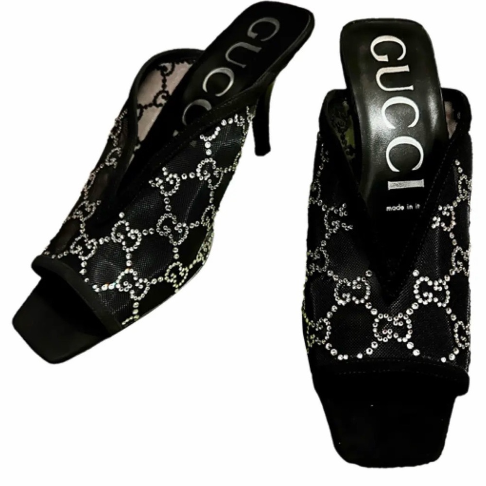 New💕Gucci Black Embellished Slides - Picture 5 of 8